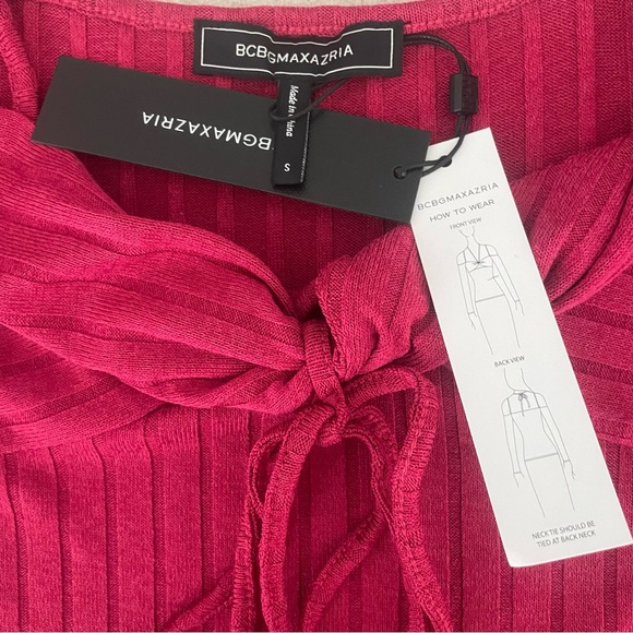 BCBGMAXAZRIA Red Cold Shoulder Knit Top Size Small - Picture 9 of 10